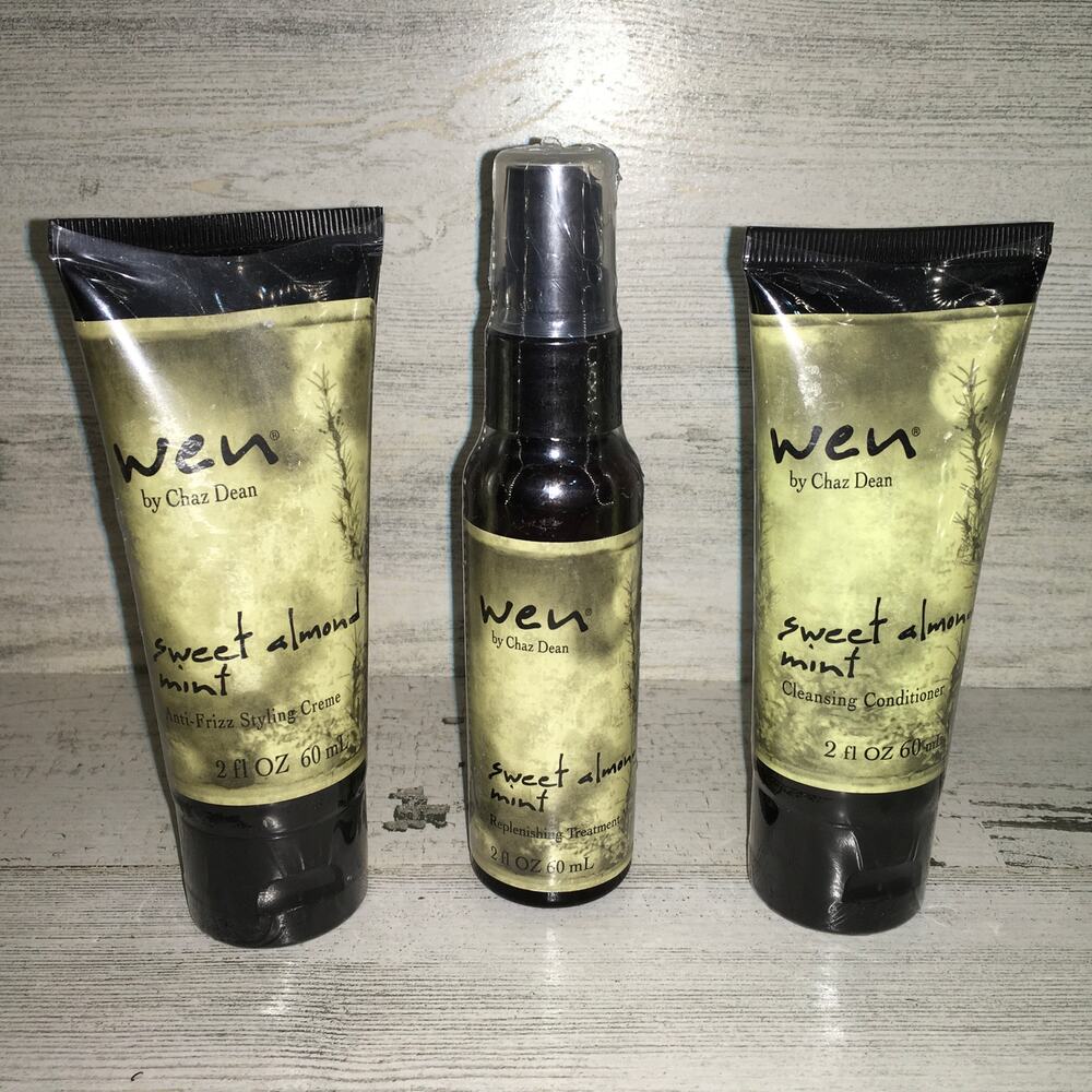 Wen Sweet Almond Mint Hair Styling Set Anti Frizz Creme Conditioner Mist SEALED